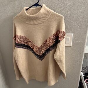 Lush Cream Sweater with Sequin Accents